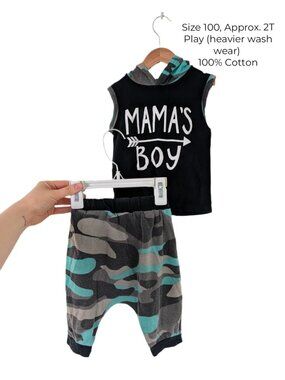 Mama's Boy Toddler Camo Hooded Tank & Harem Shorts Set 2T